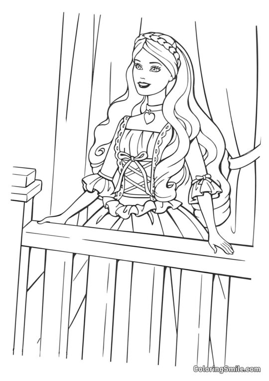 Barbie sul balcone che aspetta Ken Barbie sul balcone che aspetta Ken - Pagina da Colorare