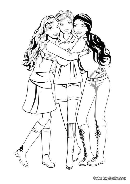 Amiche inseparabili di Barbie Amiche inseparabili di Barbie - Pagina da Colorare