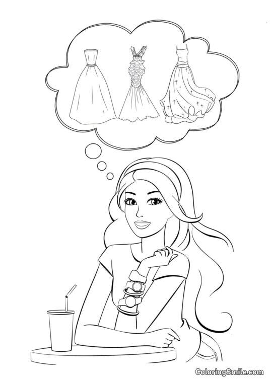 Barbie sogna vestiti Barbie sogna vestiti - Pagina da Colorare