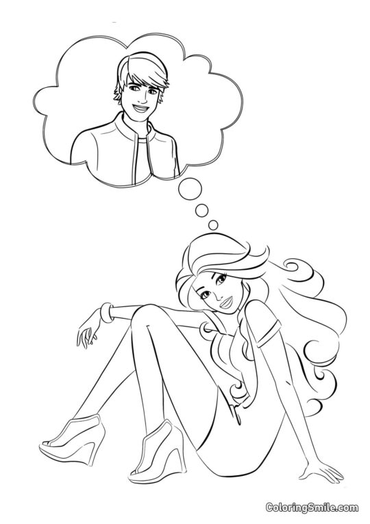 Barbie che pensa a un ragazzo Barbie che pensa a un ragazzo - Pagina da Colorare