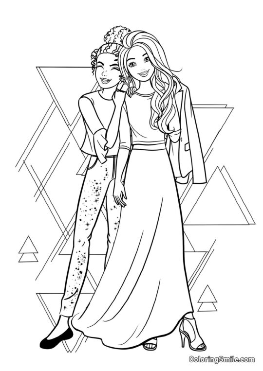 Barbie con la migliore amica Barbie con la migliore amica - Pagina da Colorare