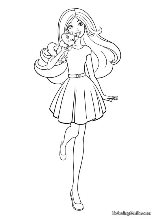 Barbie con un animale domestico Barbie con un animale domestico - Pagina da Colorare