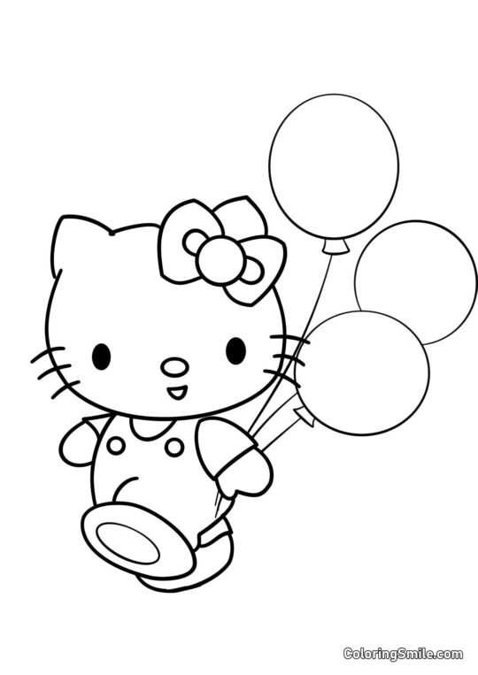 Hello Kitty e Palloncini - Pagina da Colorare