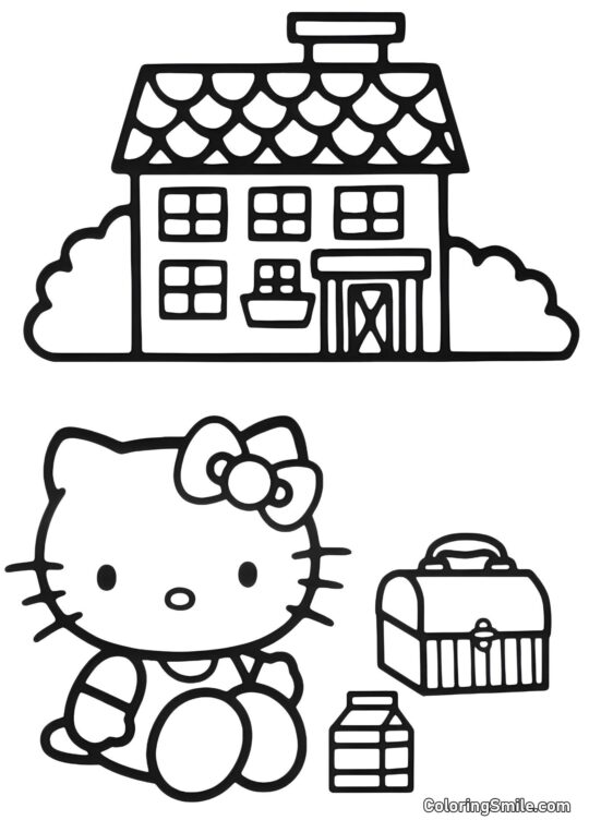 La Casa di Hello Kitty - Pagina da Colorare