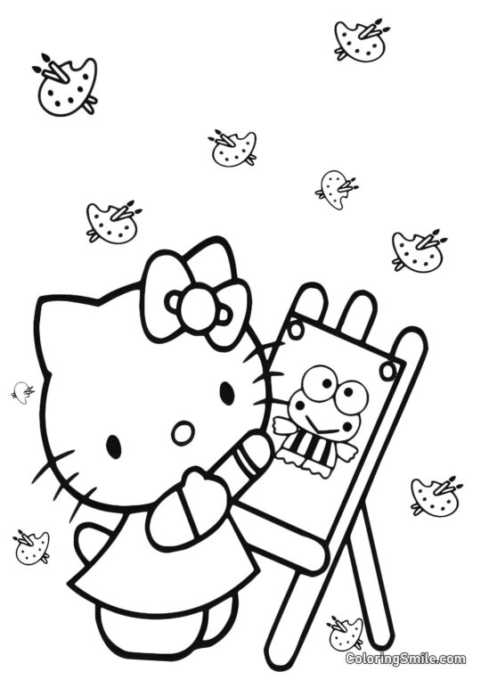 Kitty Artista - Pagina da Colorare
