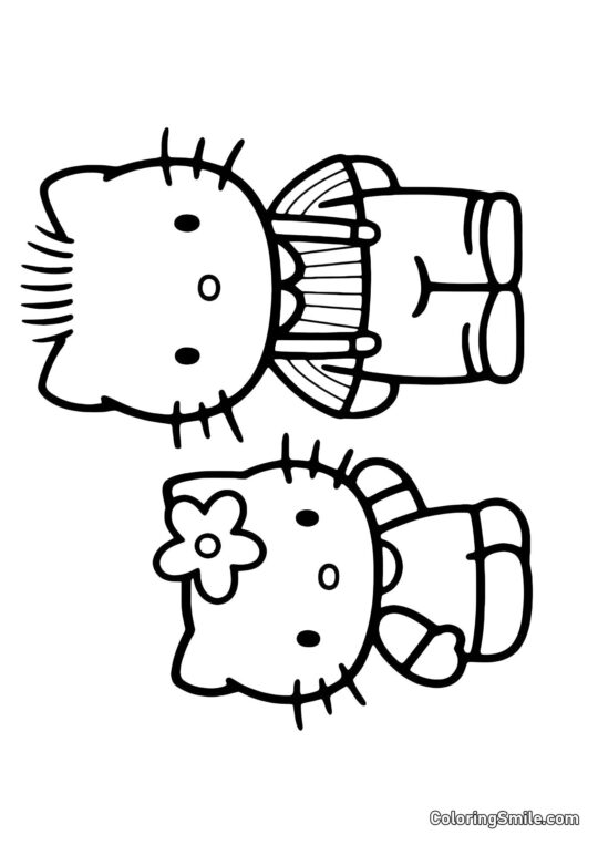 Kitty Parla con Papà - Pagina da Colorare