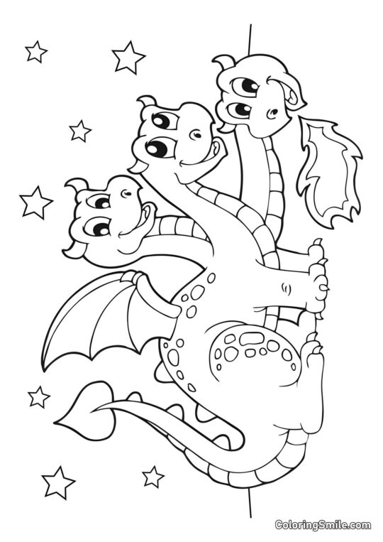 Drago a Tre Teste - Pagina da Colorare