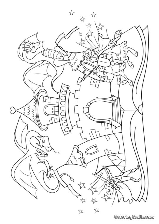 Fiaba con Draghi - Pagina da Colorare