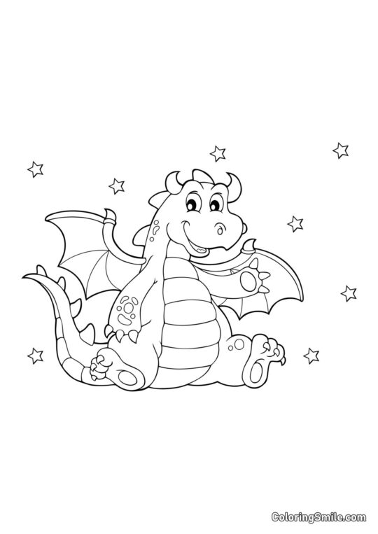 Drago Che Saluta con una Zampa - Pagina da Colorare