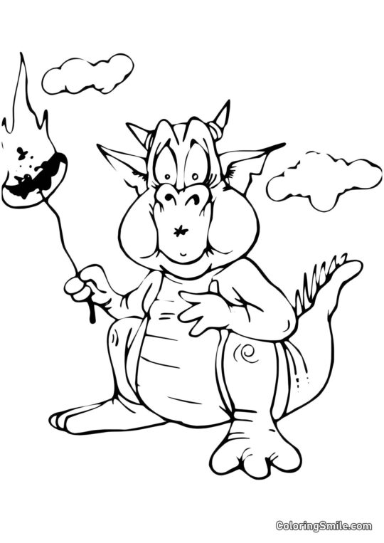 Drago Che Pensa di Esplodere - Pagina da Colorare