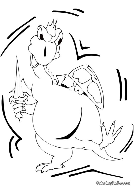 Drago Arrabbiato con una Spada - Pagina da Colorare