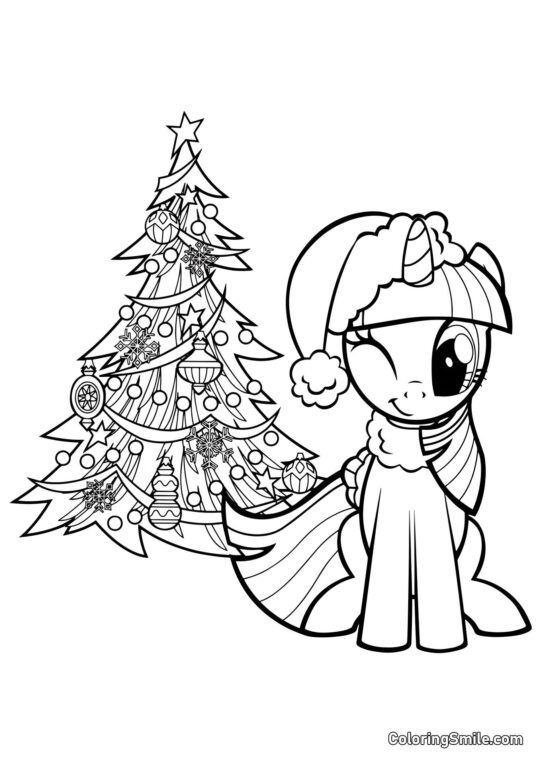 Twilight Sparkle e Albero di Natale Twilight Sparkle e Albero di Natale - Pagina da Colorare