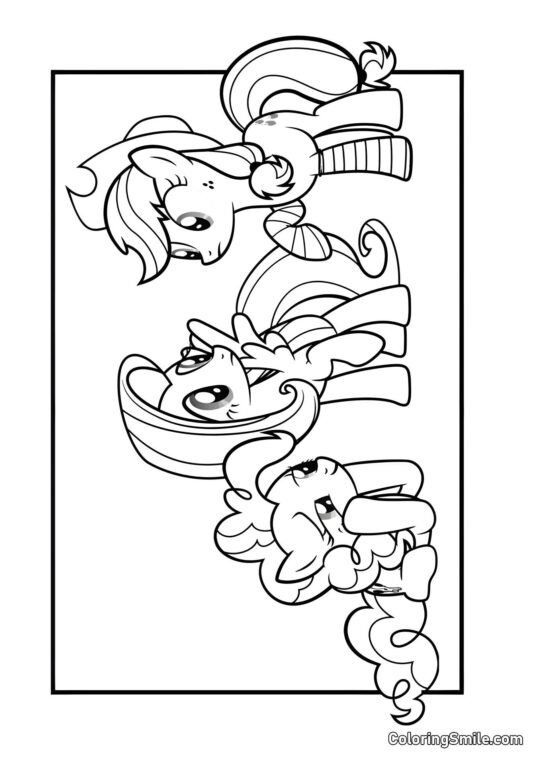 Pinkie Pie, Fluttershy e Applejack Pinkie Pie, Fluttershy e Applejack - Pagina da Colorare