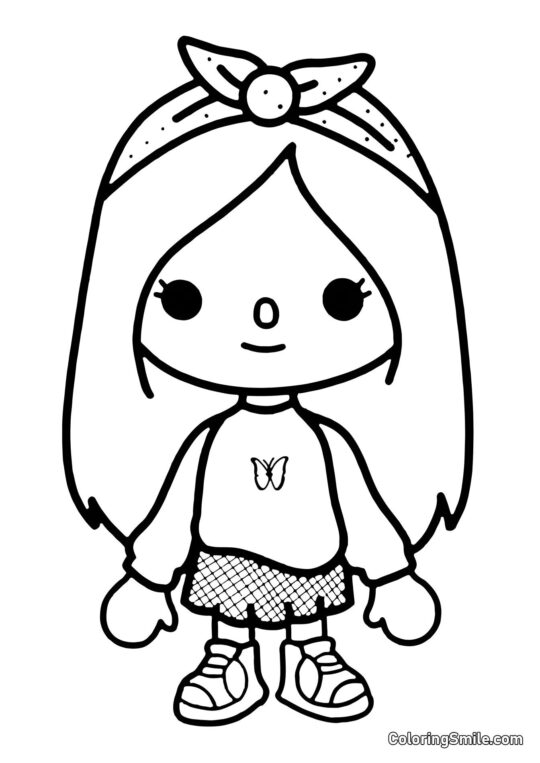 Toca Boca ragazza con una farfalla - Pagina da Colorare