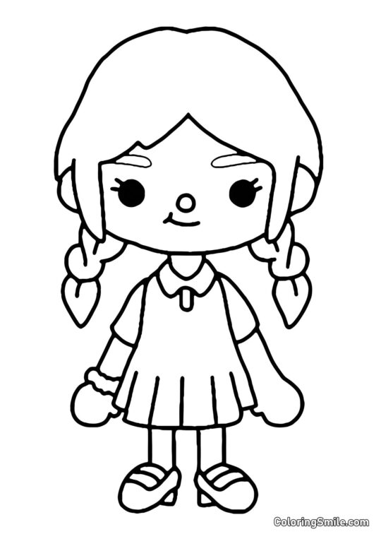 Toca Boca ragazza con trecce - Pagina da Colorare