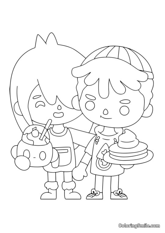 Toca Boca ragazzo e ragazza - Pagina da Colorare