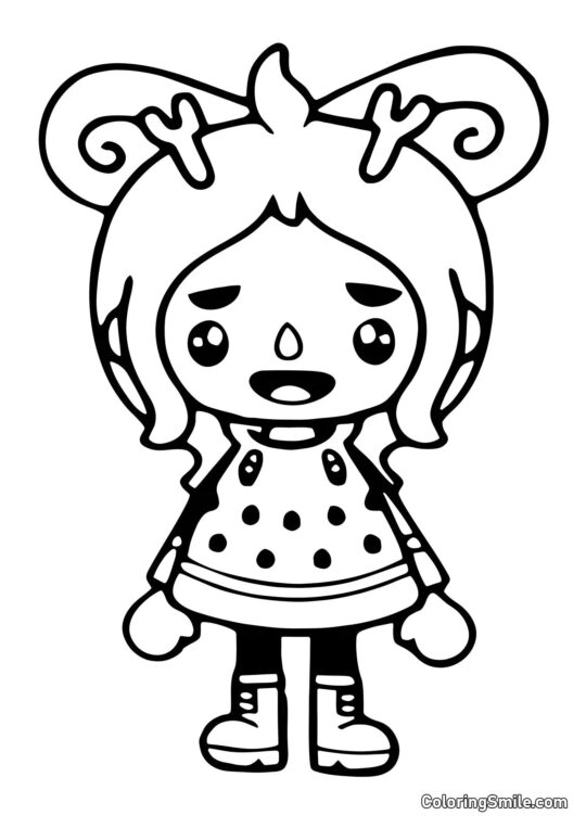 Toca Boca ragazza con corna - Pagina da Colorare