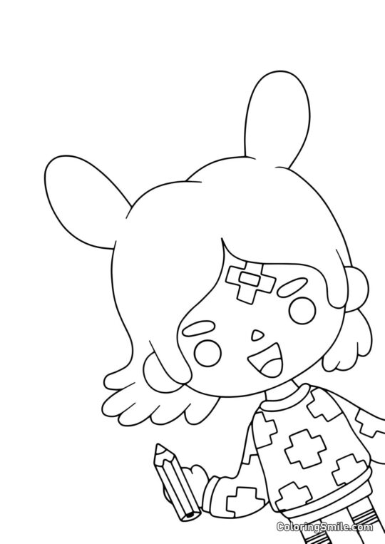 Toca Boca Rita con una matita - Pagina da Colorare