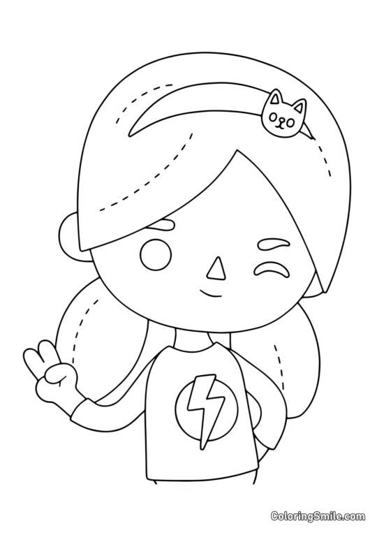 Toca Boca ragazza con fulmine - Pagina da Colorare