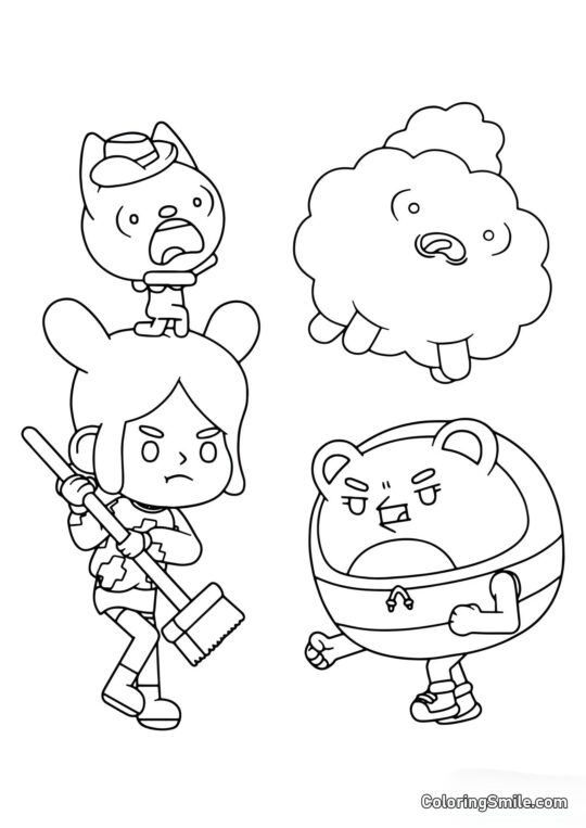 Toca Boca ragazza Rita contro il robot malvagio - Pagina da Colorare