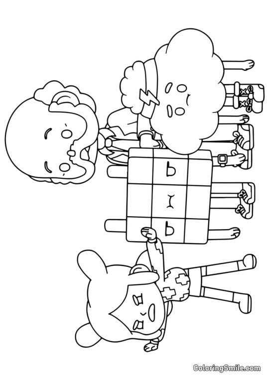 Toca Boca ragazza, nonno e crumpets - Pagina da Colorare