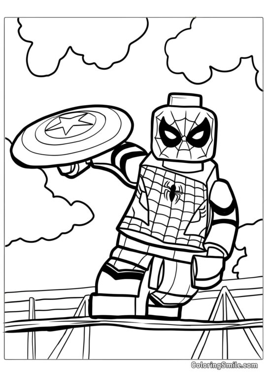 LEGO Spider-Man e lo scudo di Capitan America LEGO Spider-Man e lo scudo di Capitan America - Pagina da Colorare