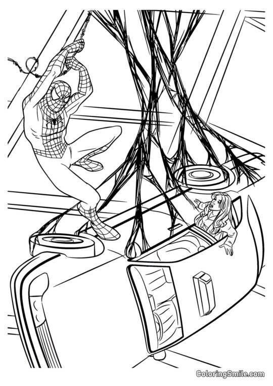 Spider-Man salva una ragazza Spider-Man salva una ragazza - Pagina da Colorare