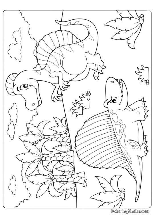 Cartone Dimetrodon e Spinosaurus - Pagina da Colorare