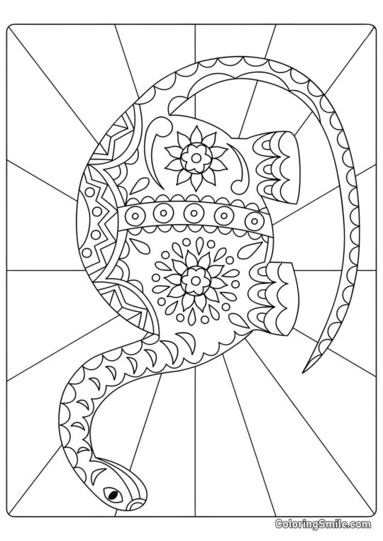 Dinosaurio Doodle Incurvato - Pagina da Colorare