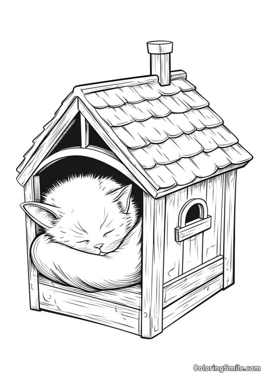 Cucciolo in una Casa - Pagina da Colorare