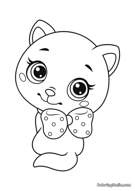 Cucciolo con un Fiocco - Pagina da Colorare