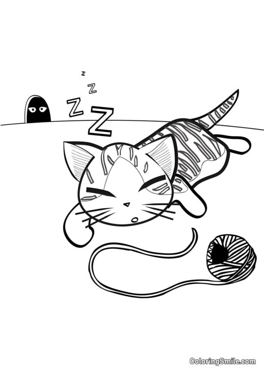 Topi che Guardano il Gatto - Pagina da Colorare