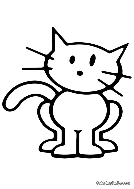 Gatto Schematico - Pagina da Colorare