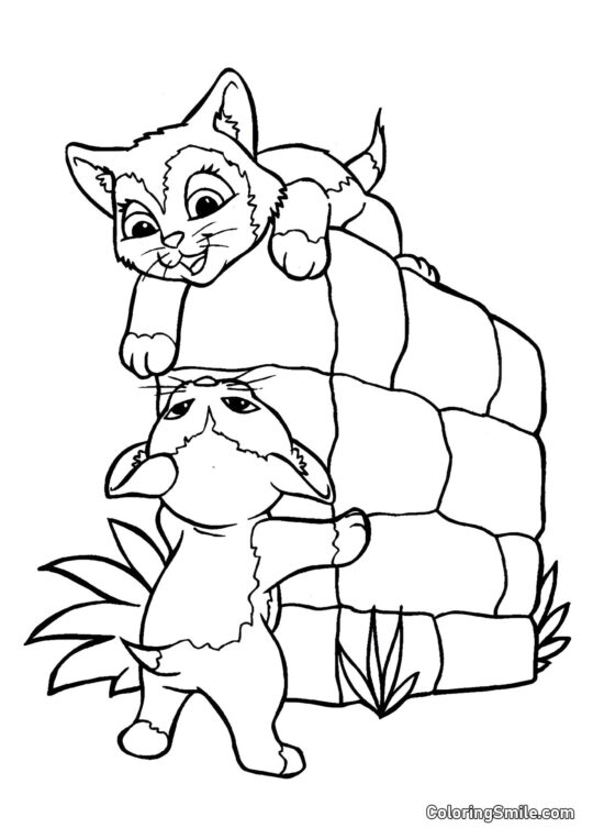 Cuccioli che Si Divertono - Pagina da Colorare