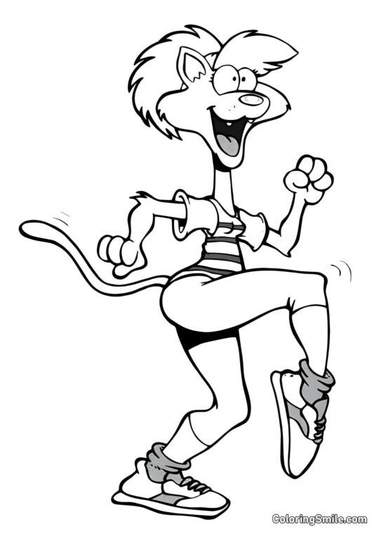 Gatto Cartone Animato con Sneakers - Pagina da Colorare