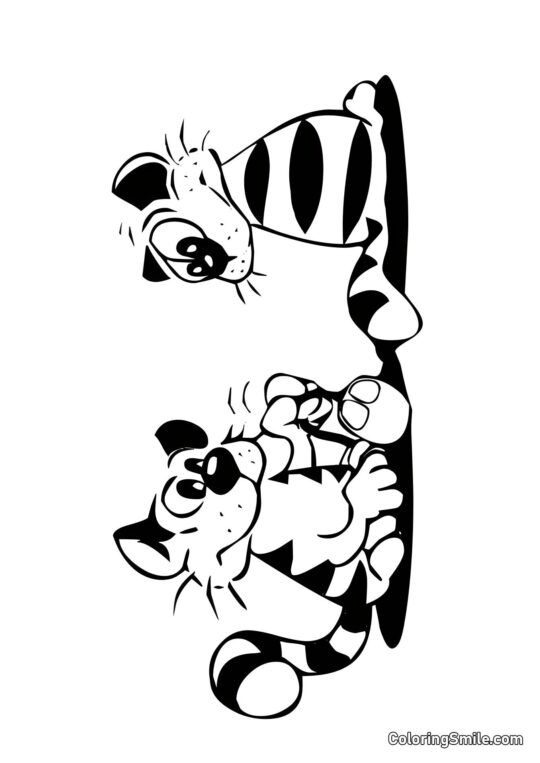 Cuccioli a Strisce - Pagina da Colorare