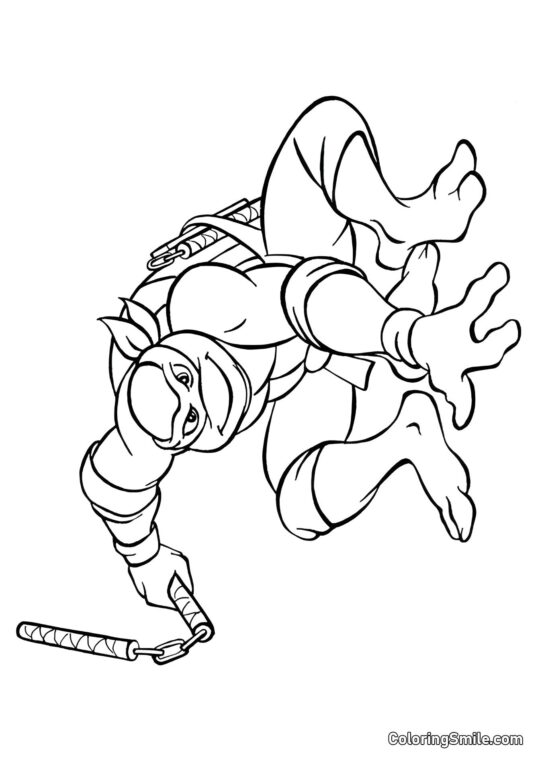 Michelangelo con Nunchaku Michelangelo con Nunchaku - Pagina da Colorare