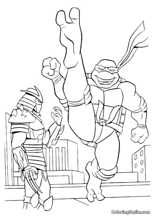 Tartaruga Ninja e Shredder Tartaruga Ninja e Shredder - Pagina da Colorare