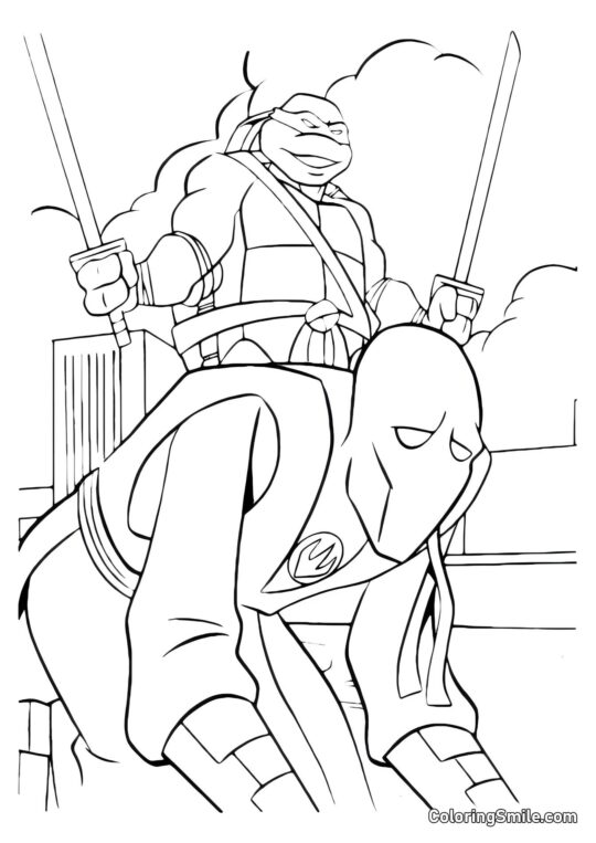 Leonardo Sconfigge il Nemico Leonardo Sconfigge il Nemico - Pagina da Colorare