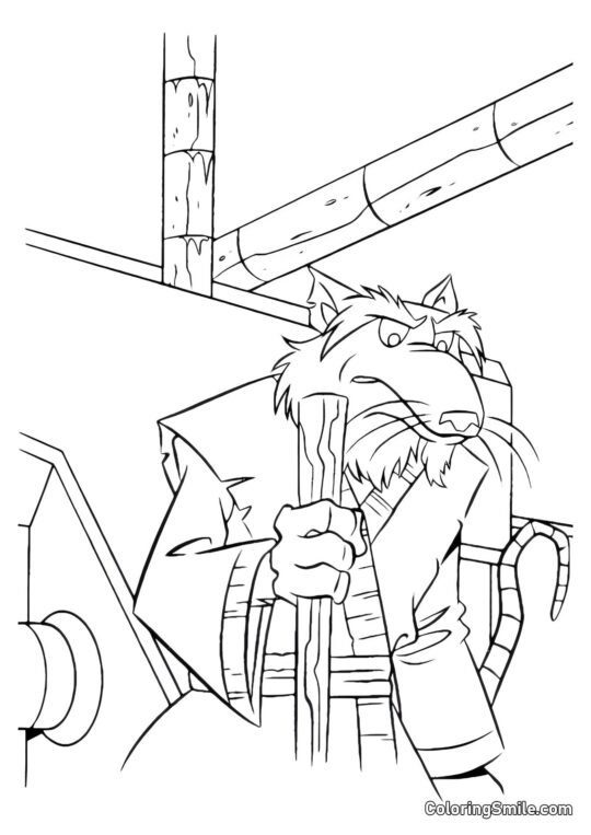 Splinter con Bastone Splinter con Bastone - Pagina da Colorare