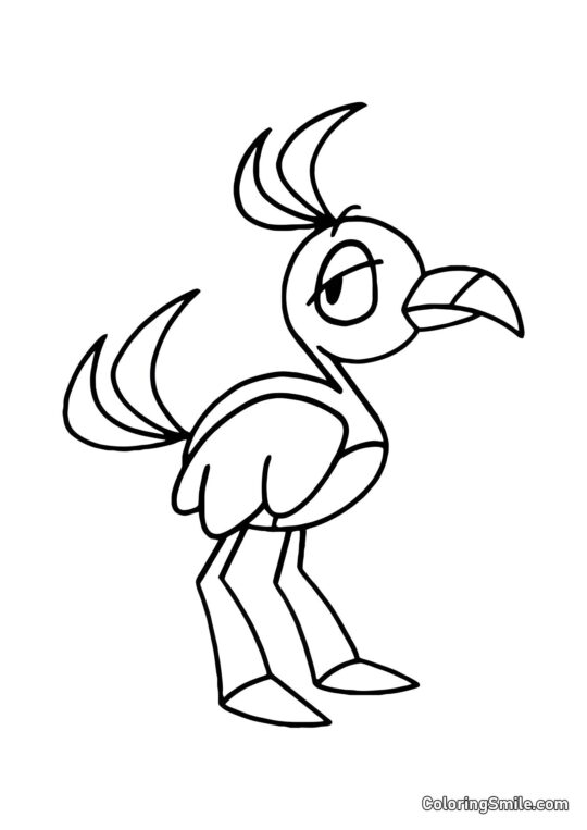 Uccello rosa Opila - Pagina da Colorare