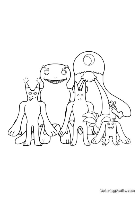 Eroi divertenti della scuola materna di Banban 2 - Pagina da Colorare