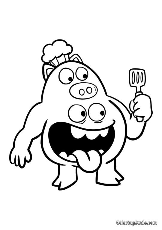 Chef Pigster dalla scuola materna di Banban - Pagina da Colorare