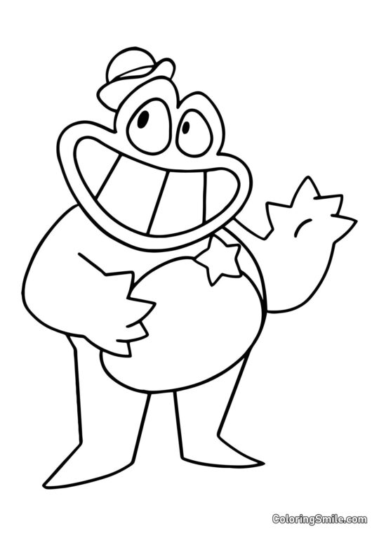 Sceriffo Jeff dalla scuola materna di Banban che saluta - Pagina da Colorare