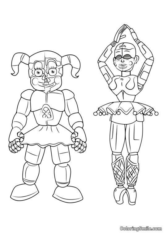 Baby e Ballora da FNAF Baby e Ballora da FNAF - Pagina da Colorare
