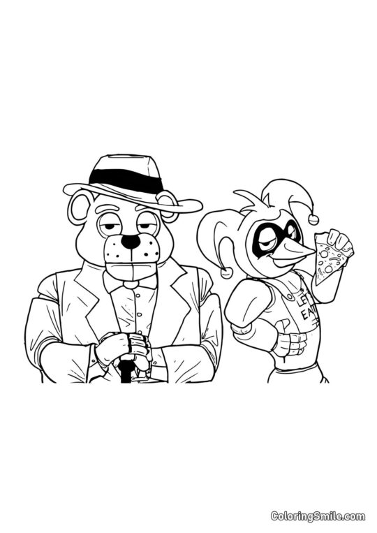Detective Freddy con Assistente Detective Freddy con Assistente - Pagina da Colorare