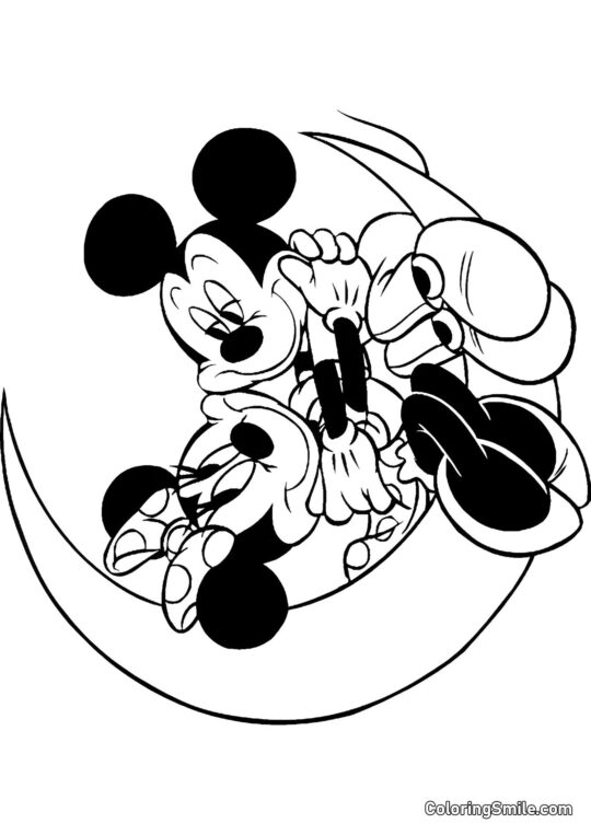 Topolino e Minnie innamorati sulla luna Topolino e Minnie innamorati sulla luna - Pagina da Colorare