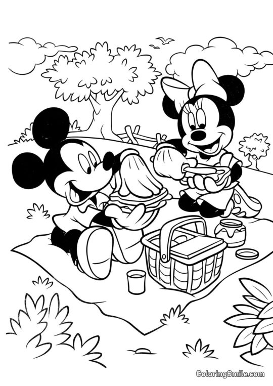 Topolino e Minnie al picnic Topolino e Minnie al picnic - Pagina da Colorare