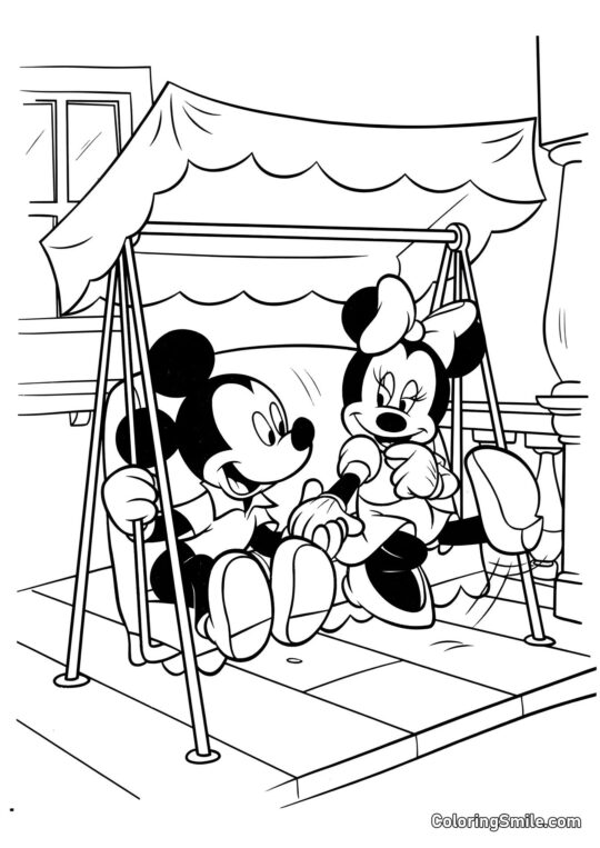 Topolino e Minnie sull’altalena Topolino e Minnie sull’altalena - Pagina da Colorare