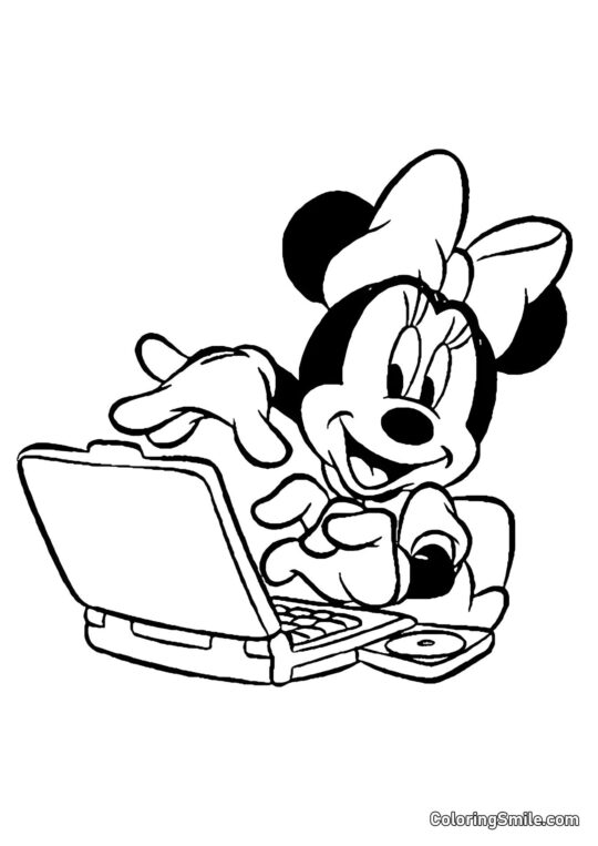 Minnie con un laptop Minnie con un laptop - Pagina da Colorare